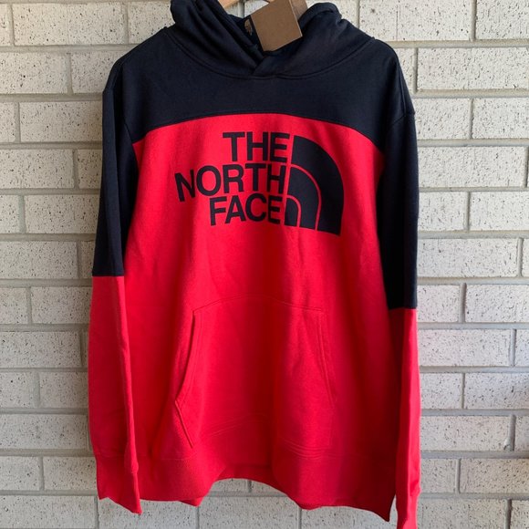 north face drew peak hoodie red